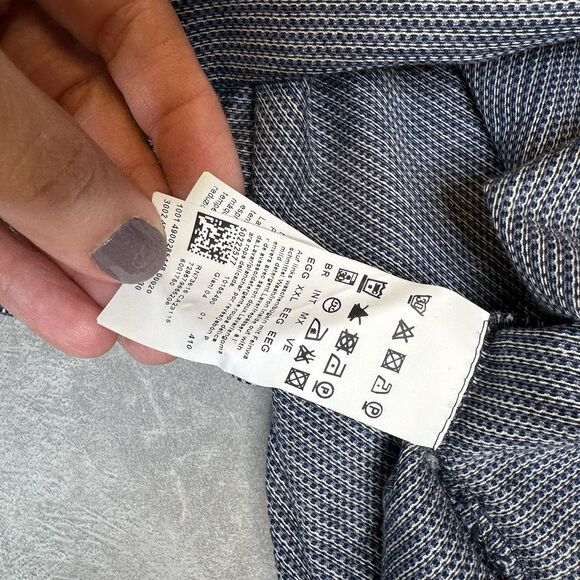 Boss Hugo Boss Navy White Dobby Polo Shirt Mens XXL VGUC Cotton - Picture 6 of 9